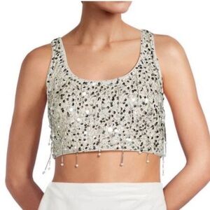 SIMKHAI $445 Sequin Embellished Crop Top - Silver